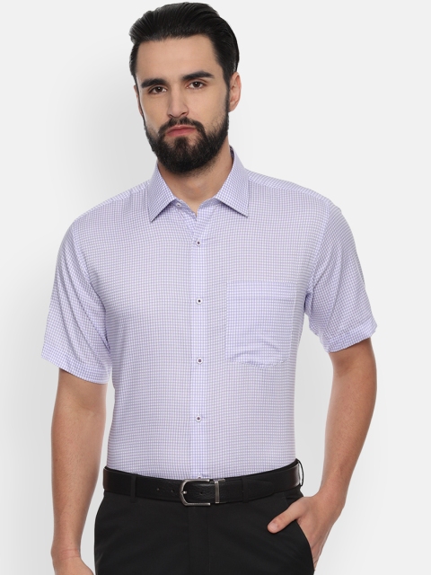 Van Heusen Men Purple & White Regular Fit Checked Formal Shirt