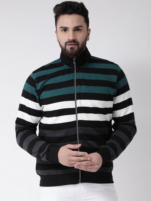 

Club York Men Black & Green Striped Sweatshirt