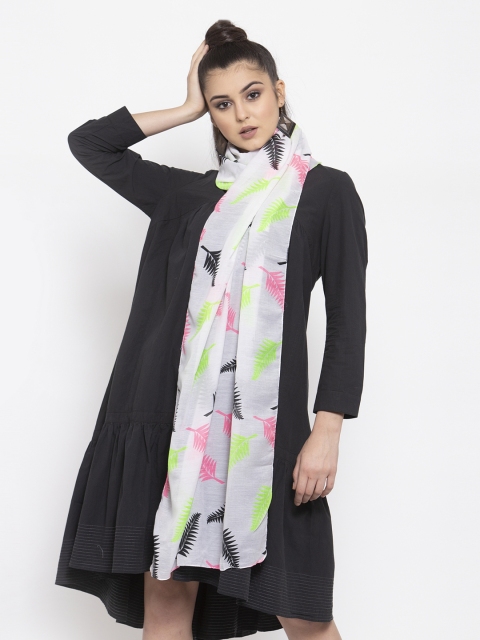 

J Style Women White & Pink Printed Stole