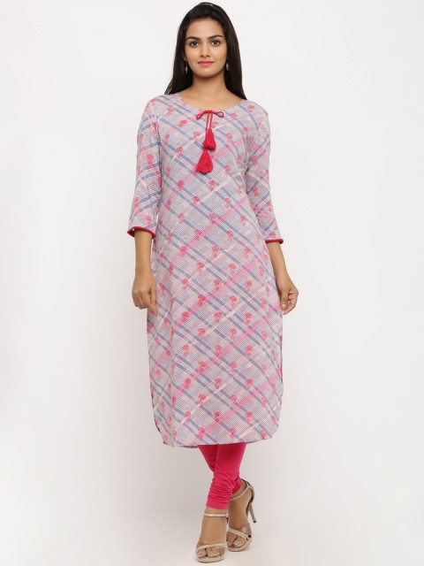 

BUYCLARA Women Pink Printed Kurti with Churidar