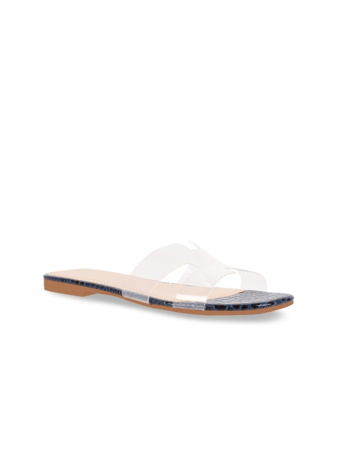 

Addons Women Transparent Solid Open Toe Flats