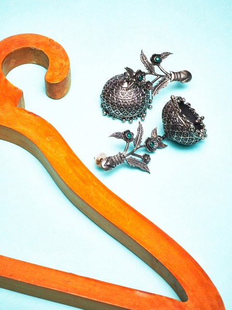 

ZeroKaata Silver-Plated Dome Shaped Jhumkas
