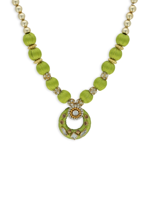 

AKSHARA Girls Green Gold-Plated Handcrafted Necklace