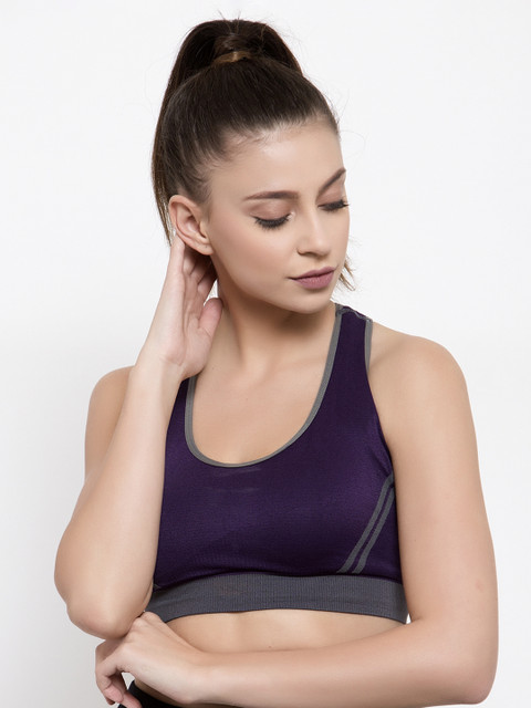 

Friskers Navy Blue Solid Non-Wired Lightly Padded Sports Bra OO-3606-17