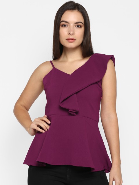 

MIAMINX Women Purple Solid Peplum Top