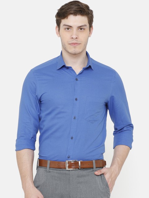 

CAVALLO by Linen Club Men Blue Regular Fit Solid Formal Shirt