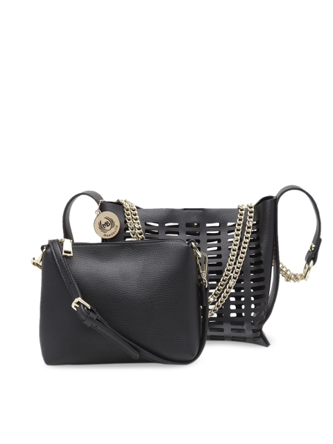 

Moedbuille Black Solid Shoulder Bag With Pouch