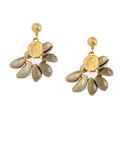 

Foxy Sperks Gold-Plated & Off-White Contemporary Drop Earrings