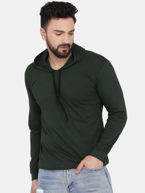 

KATSO Men Green Solid Hood T-shirt