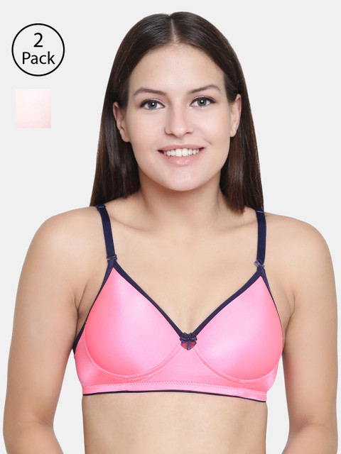 

Floret Pack Of 2 Solid Non-Wired Lightly Padded T-shirt Bra T3016, Coral