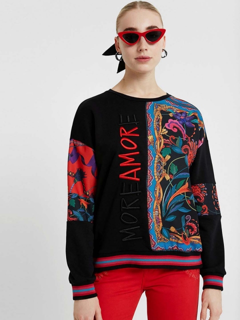 

Desigual Women Black Soul Mate Print Sweatshirt