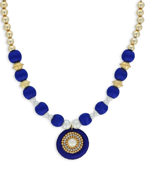 

AKSHARA Girls Blue & Gold-Plated Handcrafted Necklace