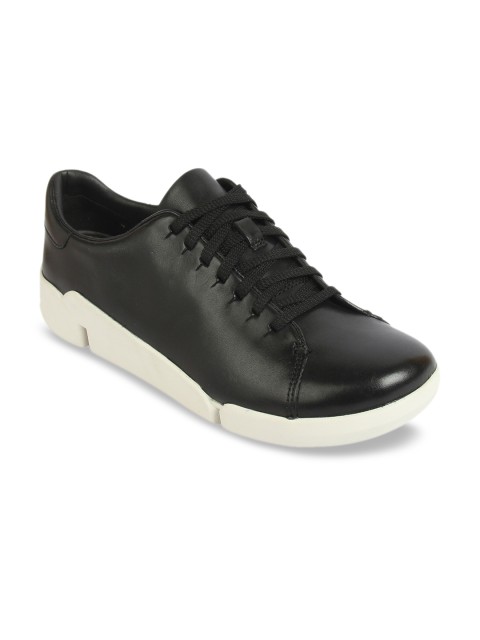 

Clarks Women Black Solid Leather Sneakers