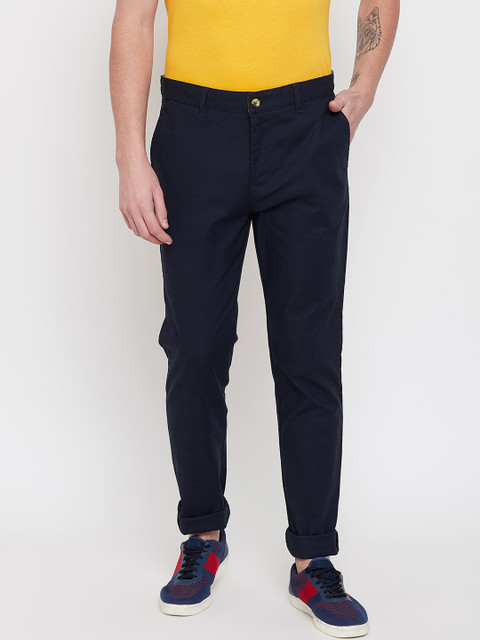 

JUMP USA Men Navy Blue Slim Fit Self Design Regular Trousers