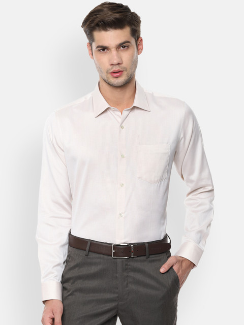 

Van Heusen Men Cream-Coloured Regular Fit Printed Formal Shirt