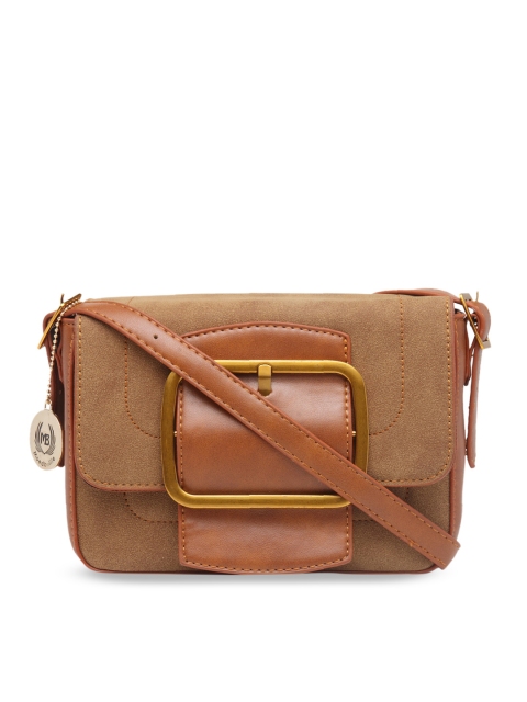 

Moedbuille Tan Brown Colourblocked Sling Bag