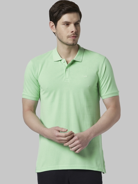 

Park Avenue Men Green Solid Polo Collar T-shirt