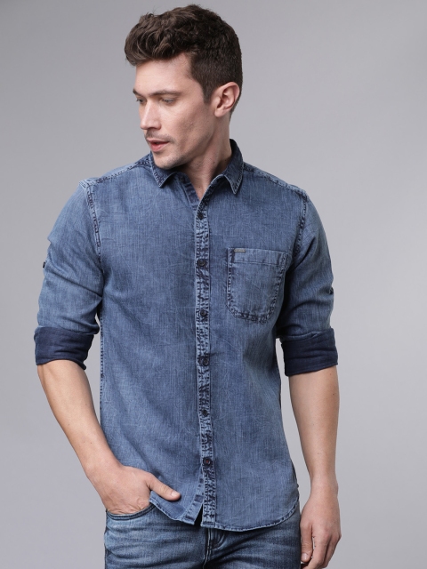 

Ecko Unltd Men Blue Slim Fit Faded Casual Shirt