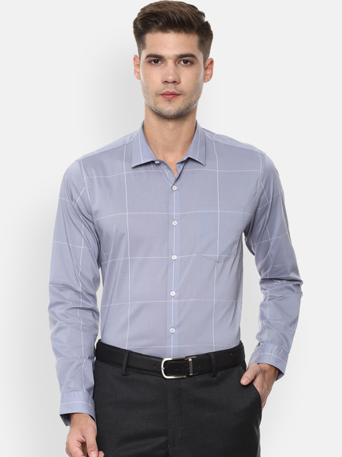 

Van Heusen Men Grey Slim Fit Checked Formal Shirt