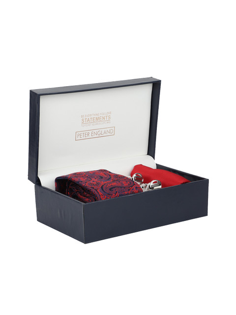 

Peter England Men Red & Navy Blue Accessory Gift Set