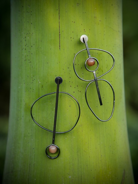 

ZeroKaata Silver-Plated & Black Contemporary Drop Earrings