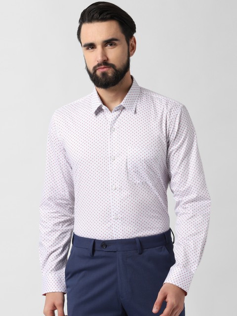 

Peter England Men White & Red Slim Fit Printed Formal Shirt