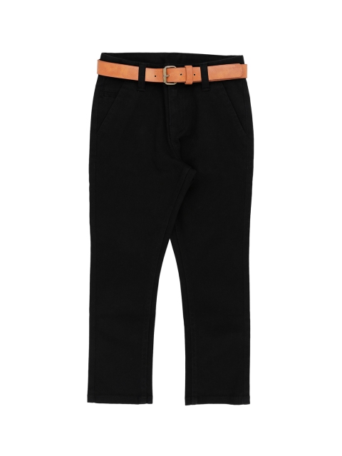 

Pantaloons Junior Boys Black Regular Fit Solid Regular Trousers