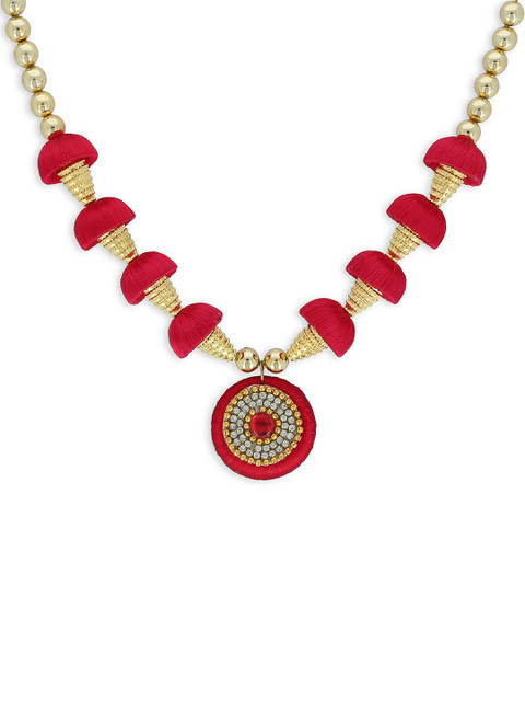 

AKSHARA Girls Red & Gold-Plated Alloy Handcrafted Necklace