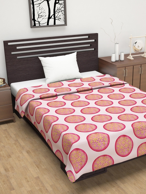 

Divine Casa Pink Ethnic Motifs AC Room 110 GSM Single Bed Dohar