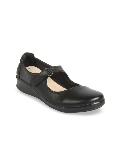 

Clarks Women Black Solid Leather Casual Slip-On Shoes