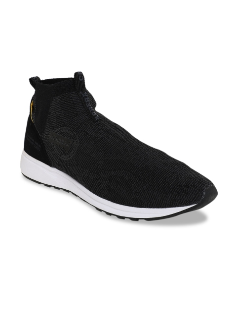 

Carrera Men Black Woven Design Mid-Top Slip-On Sneakers