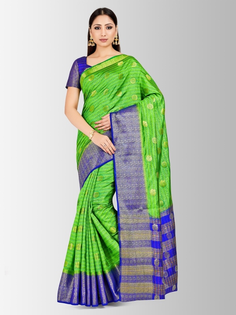 MIMOSA Green Art Silk Embellished Kanjeevaram Saree