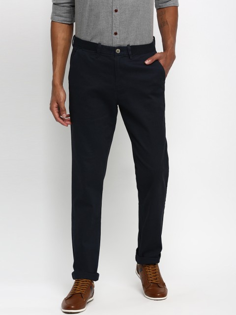 

RUF & TUF Men Navy Blue Solid Slim Fit Regular Trousers
