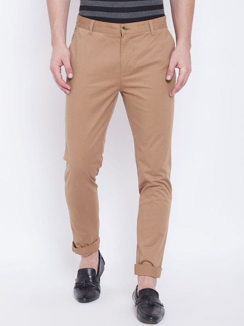

JUMP USA Men Tan Brown Solid Slim Fit Chinos