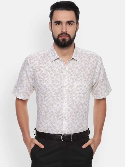 

Van Heusen Men White & Beige Regular Fit Printed Formal Shirt