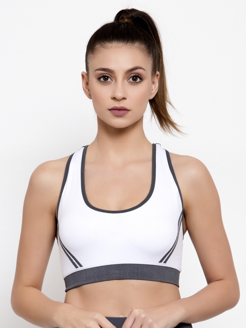 

Friskers White Solid Non-Wired Lightly Padded Sports Bra OO-3606-02