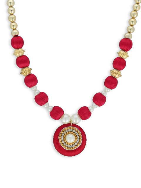 

AKSHARA Girls Gold-Plated & Red Alloy Kundan Handcrafted Necklace