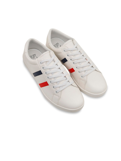 

ROSSO BRUNELLO Men White Striped Leather Sneakers