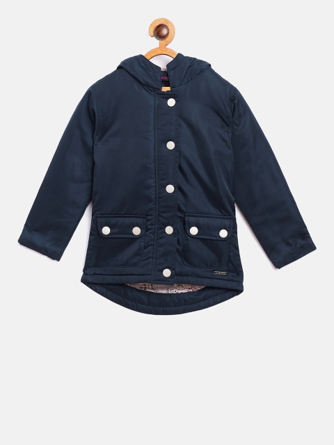 

Ziama Girls Navy Blue Solid Lightweight Padded Jacket