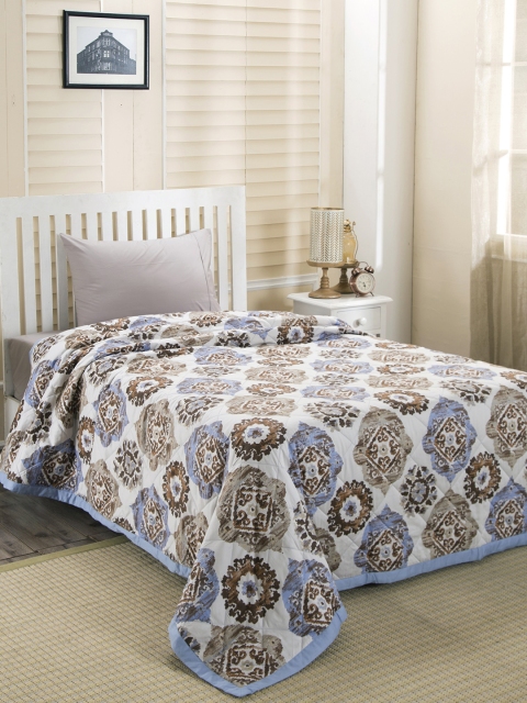 

MASPAR Blue & White Ethnic Motifs AC Room 120 GSM Single Bed Comforter