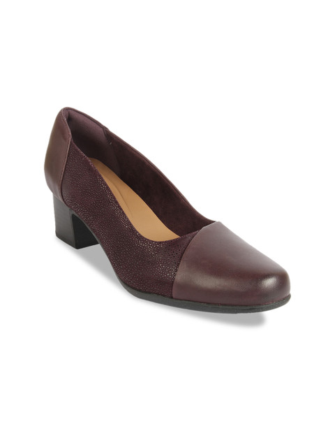 

Clarks Women Purple Colourblocked Leather Pumps