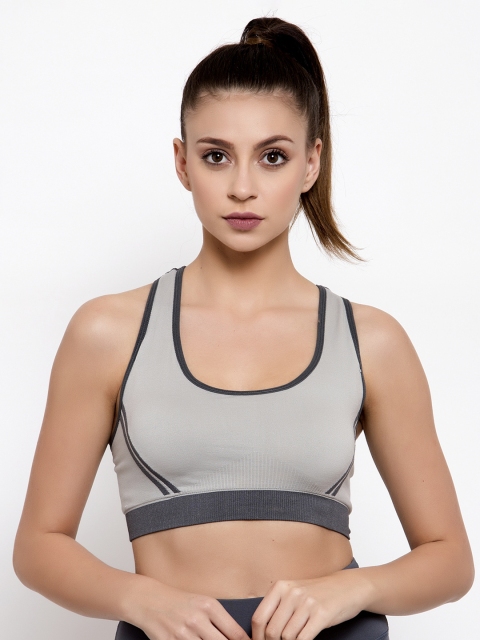 

Friskers Grey Solid Non-Wired Lightly Padded Sports Bra OO-3606-04