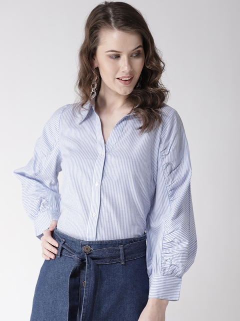 

MIWAY Women Blue & White Regular Fit Striped Casual Shirt