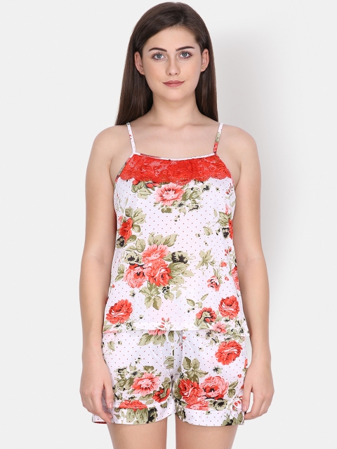 

Klamotten Women Red & White Printed Night suit