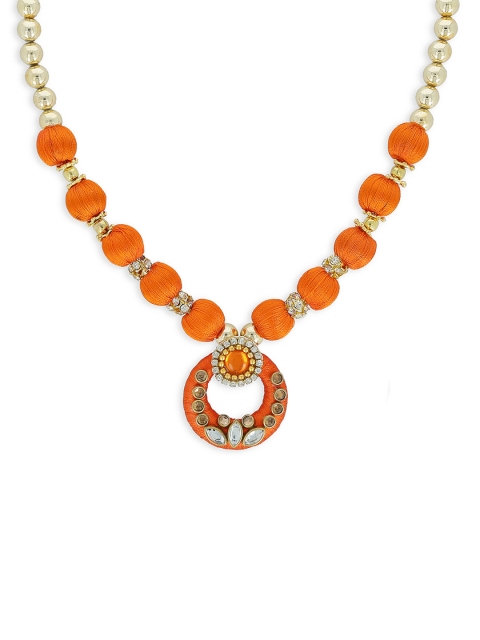 

AKSHARA Girls Orange Gold-Plated Handcrafted Necklace