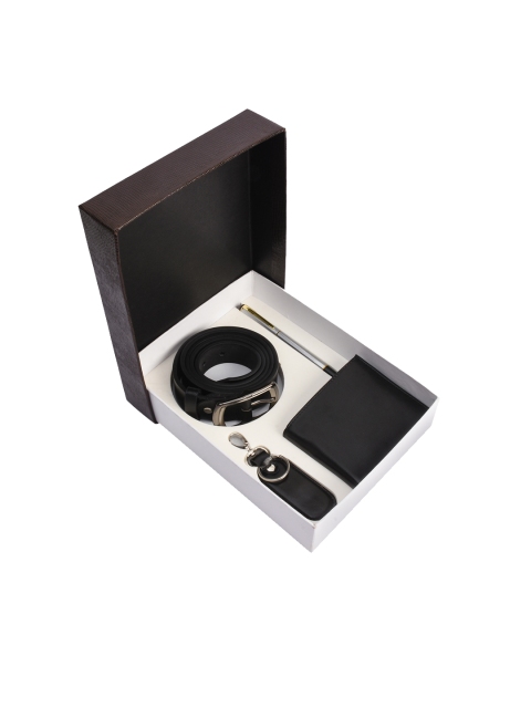 

BuckleUp Men Black & Silver-Toned Accessory Gift Set