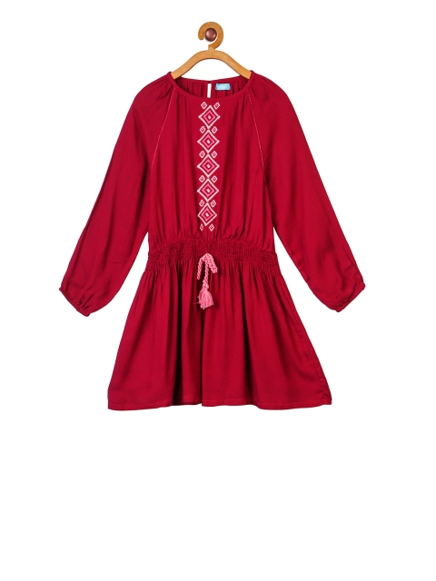

Miyo Girls Maroon Solid Blouson Dress