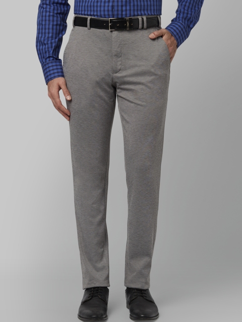 

Park Avenue Men Grey Regular Fit Self Design Formal Trousers