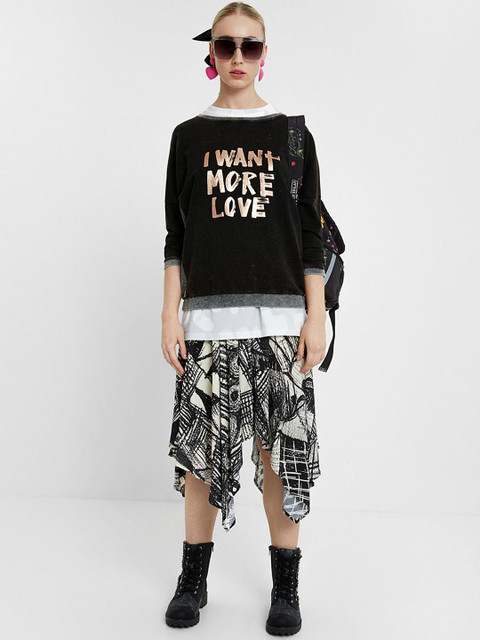 

Desigual Women Black Printed Sweatshirt