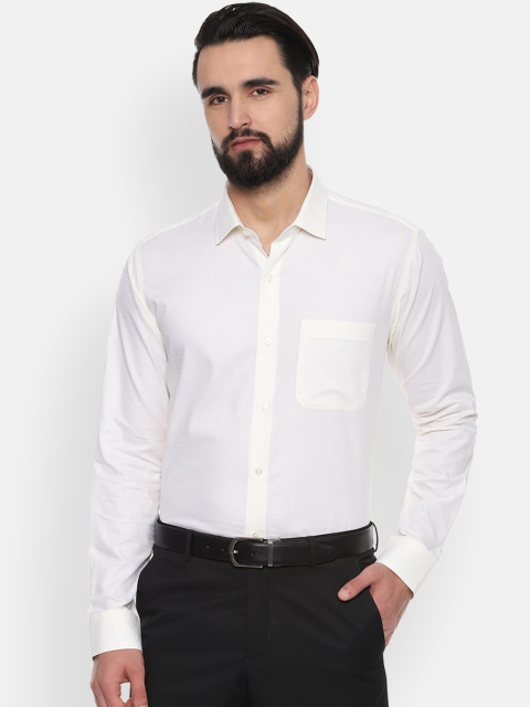 

Van Heusen Men Cream-Coloured Slim Fit Solid Formal Shirt